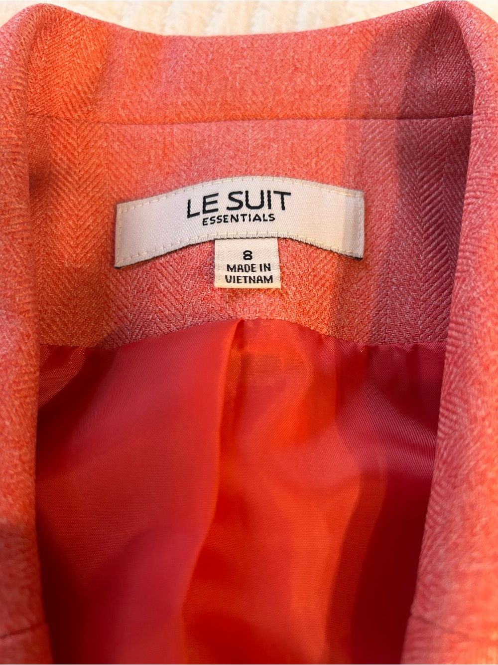 Le Suit Coral Pencil Skirt Herringbone Soft Jacquard Blazer Lined Notch Collar - Picture 14 of 16